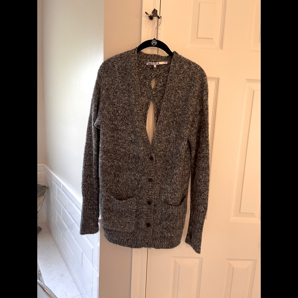 Chunky Button Front Sweater With Cut Out In Back - image 1
